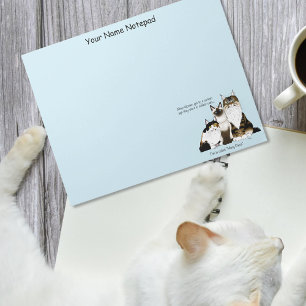 Bloco De Notas Gatos Muitas Peças Azul Engraçado