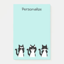 Gatos Smoking | Três Gatinhos Sábios Azul Água