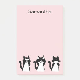 Bloco De Notas Gatos Smoking Três Gatinhos Sábios Rosa Pálido Per