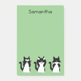 Bloco De Notas Gatos Smoking | Três Gatinhos Sábios Verde Claro