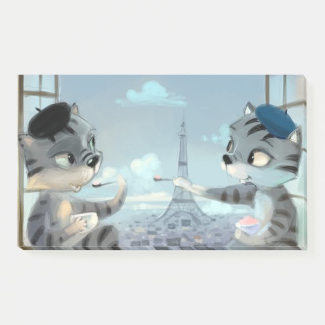 Bloco De Notas Gatos & Torre Eiffel – Notas de Paris 10" x 6" (Frente)