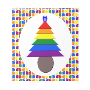 Bloco De Notas Gay Men Árvore de Natal Arco-Íris e Presentes