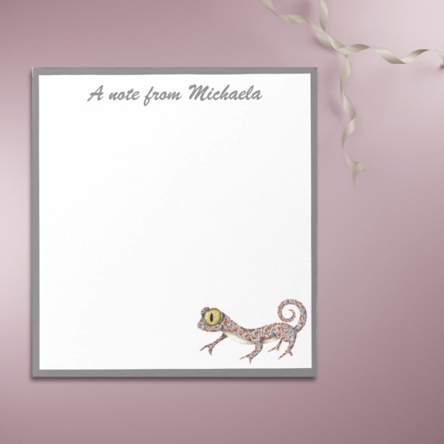 Bloco De Notas Gecko Réptil Simples e Cuta (Cute Reptile Gecko Personalized Stationery)