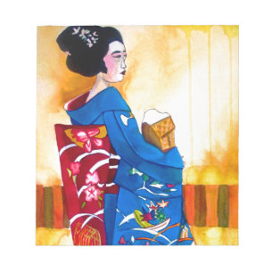 Bloco De Notas Geisha japonesa com quimono azul