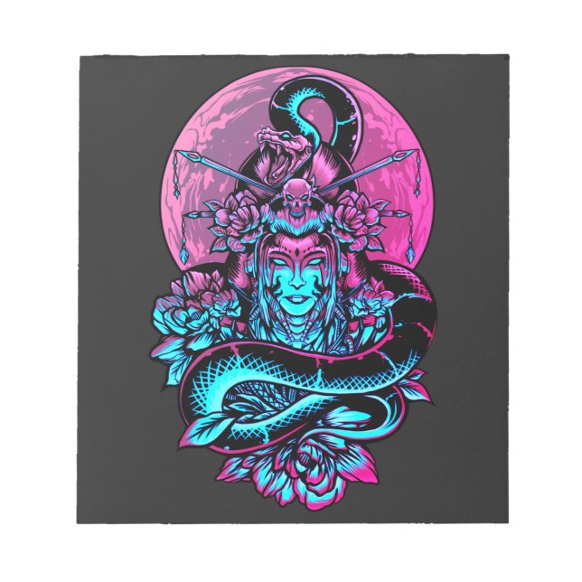 Bloco De Notas Geisha Tattoo Pink floral  (Frente)
