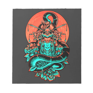 Bloco De Notas Geisha Tattoo queimou laranja e preto 