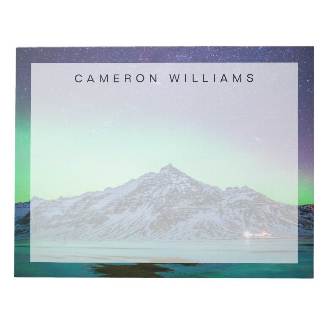 Bloco De Notas Gelo e neve | Aurora Borealis Via Látea Islândia (Frente)