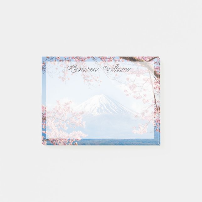 Bloco De Notas Gelo e neve | Cherry Blossoms Mt. Fuji Japão (Frente)