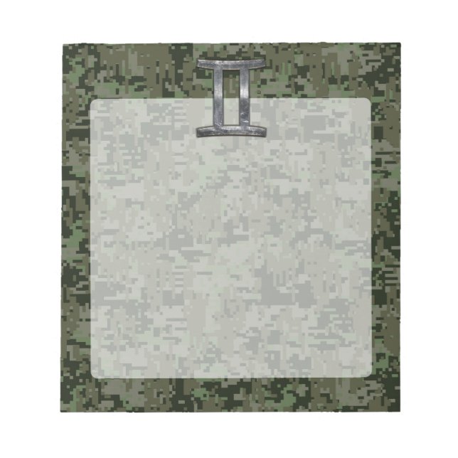 Bloco De Notas Gemini Zodiac - Sinal sobre Camuflagem Digital Ver (Frente)