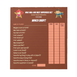 Bloco De Notas Gênero Revela Super Herói Vermelho Azul Cor-de-ros