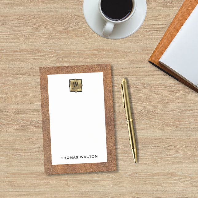 Bloco De Notas Genuine Leather Look Monogram Name (Criador carregado)