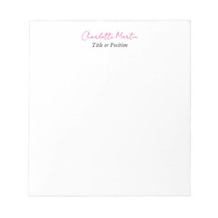 Bloco De Notas Gerente Chefe Consultor Branco Rosa Profissional