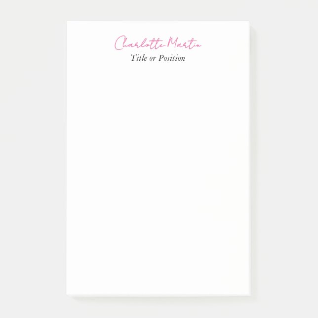 Bloco De Notas Gerente Consultor Chefe Branco Rosa Profissional (Frente)