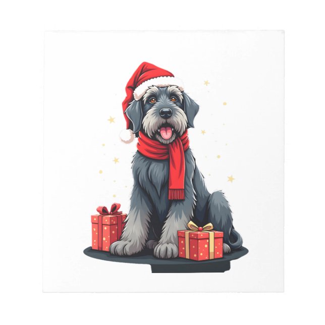 Bloco De Notas Giant Schnauzer Cão Festas de Natal Feriado Sant (Frente)