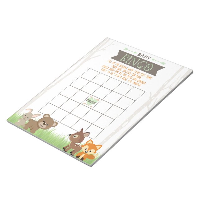 Bloco De Notas Gift Bingo Woodland Chá de fraldas Game Pack (Inclinado)