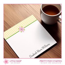 Bloco De Notas Ginga Amarela Floral Rosa Personalizado