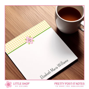 Bloco De Notas Ginga Amarela Floral Rosa Personalizado