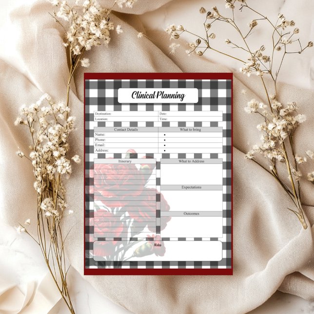 Bloco De Notas Ginga Floral Preto e Branco _ Planejamento Clínico (Criador carregado)