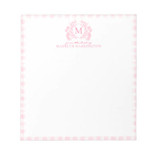 Bloco De Notas Ginga Floral Rosa Bege Crista Monograma