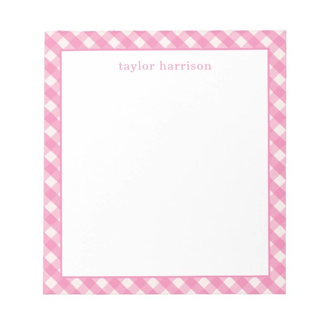 Bloco De Notas Gingham Brilhante Personalizado (Frente)