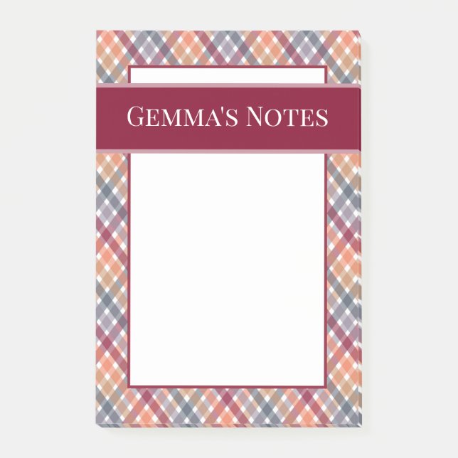 Bloco De Notas Gingham de Outono (Frente)