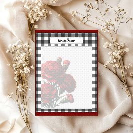 Bloco De Notas Gingham Floral Preto e Branco_ Despejo Cerebral
