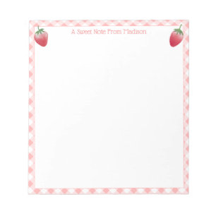 Bloco De Notas Gingham, Gingham, Rosa de Morango Doce