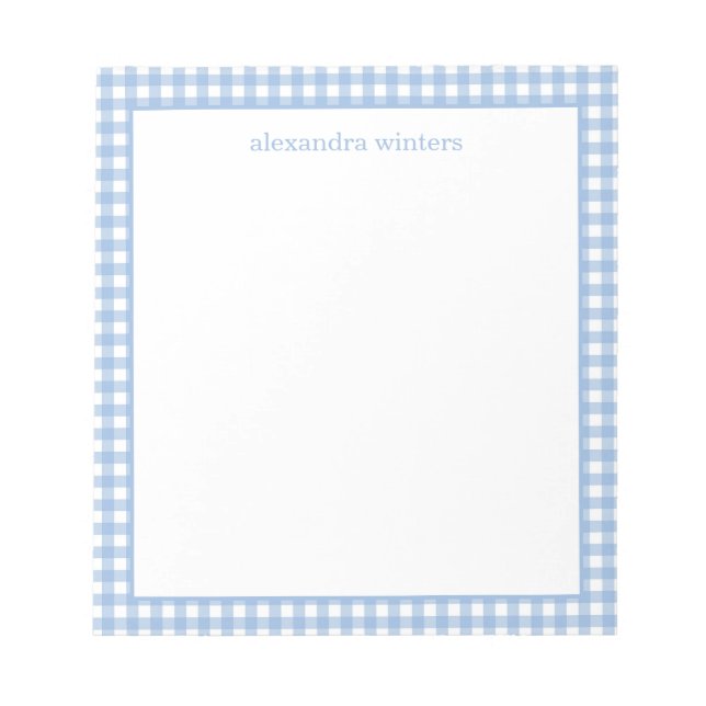 Bloco De Notas Gingham Personalizado (Frente)