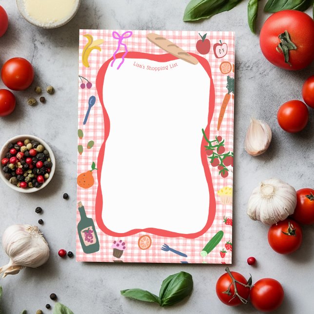 Bloco De Notas Gingham Picnic Cute PERSONALIZADO Comprando em Gro (Gingham Picnic Cute CUSTOM Shopping List Grocery Post-it Notes
)