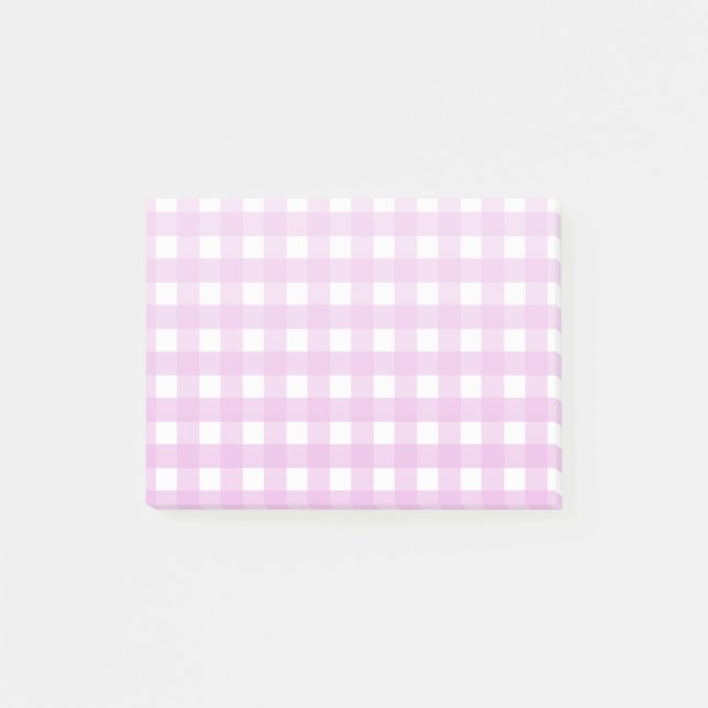 Bloco De Notas Gingham rosa pálido (Frente)