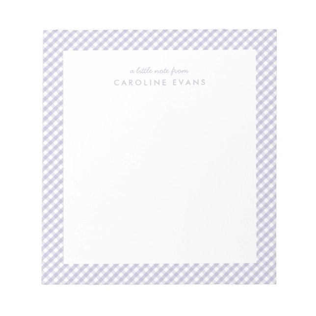 Bloco De Notas Gingham roxo crianças simples e personalizadas (Frente)