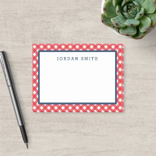 Bloco De Notas Gingham Vermelho com Borda Azul