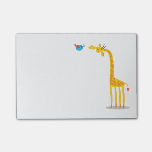 Bloco De Notas Girafa bonito e pássaro dos desenhos animados