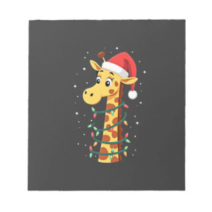 Bloco De Notas Girafa de Natal Chapéu do Papai Noel Luzes Girafa 