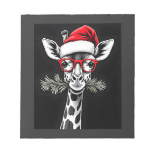 Bloco De Notas Girafa de Natal Chapéu do Papai Noel Presente de P