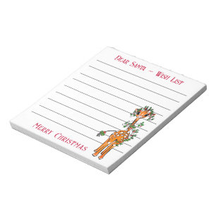 Bloco De Notas Girafa de Natal Festiva, lista de desejos de Papai