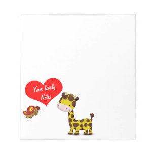 Bloco De Notas Girafa e borboleta Adoráveis Nota