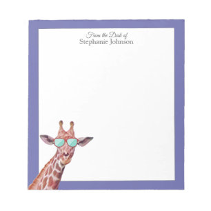 Bloco De Notas Giraffe Peri Roxo Monograma Da Mesa de
