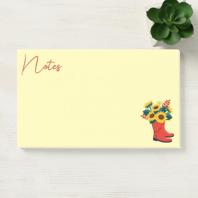 Bloco De Notas Girassóis da Primavera e Botas de Chuva  (Escritótio)