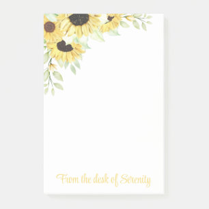 Bloco De Notas Girassóis Flores de Aquarelas Postadas Florais Ama