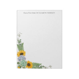 Bloco De Notas Girassóis Personalizados Floral Verdejante