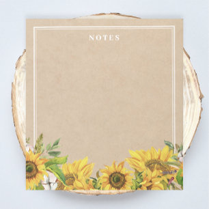 Bloco De Notas Girassóis russos no Kraft Notepad