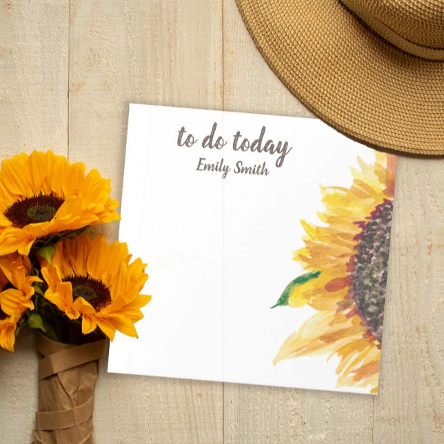 Bloco De Notas Girassol Amarelo Branco Para Fazer Hoje (Criador carregado)
