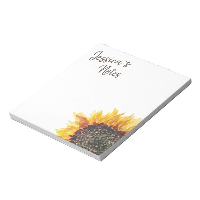 Bloco De Notas Girassol Amarelo Marrom sobre Branco (Invertido)