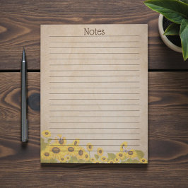 Bloco De Notas Girassol Rústico Personalizado