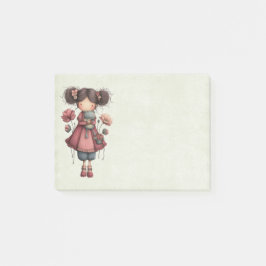 Bloco De Notas Girl with A Frog Doll Cute Whimsical