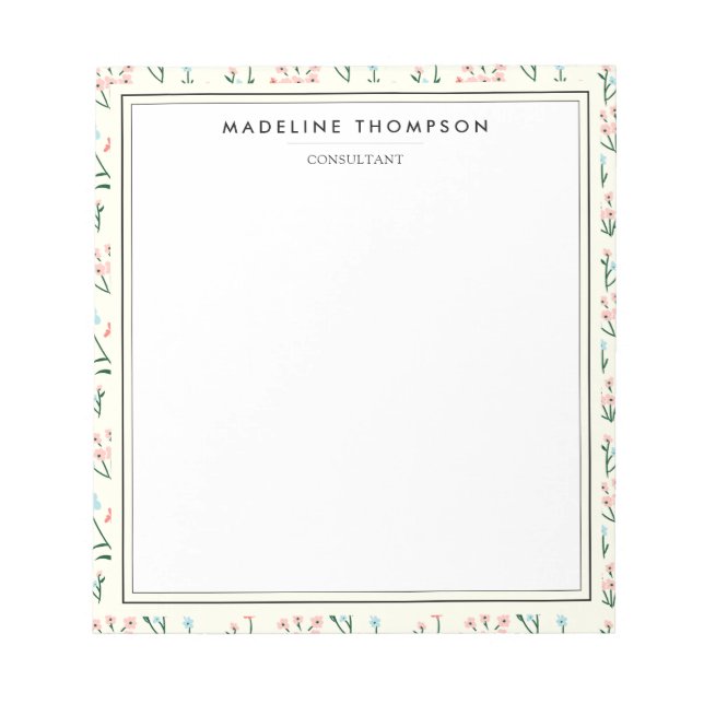 Bloco De Notas Girly Chic Pastel Pink Blue Flowers Pattern (Frente)