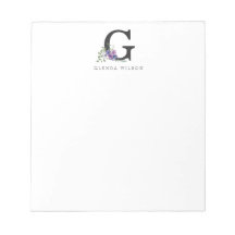 Girly Floral Watercolor Boho Chic Purple Monograma