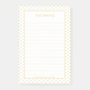 Bloco De Notas Girly Hearts Faux Gold Foil White Patterno