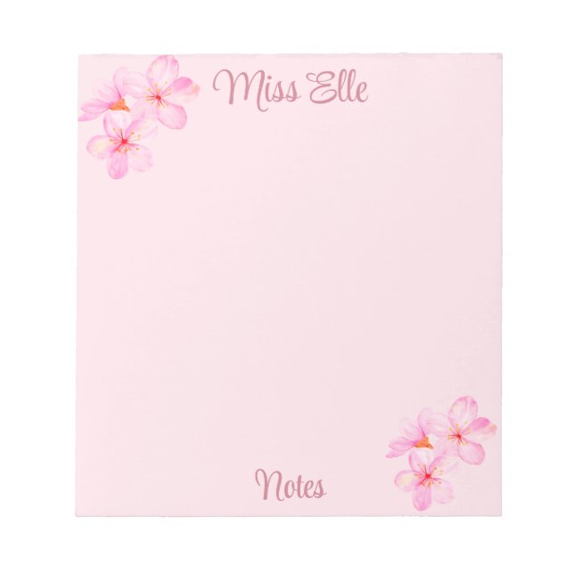 Bloco De Notas Girly Pink Floral Custom (Frente)